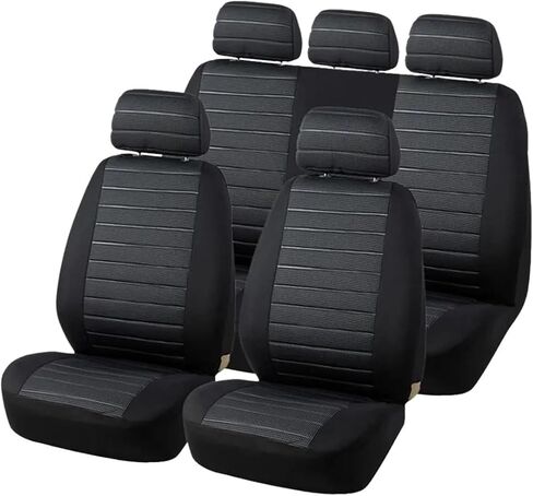 Car Mat Backrest Universal Car Cover Cover Cover Close Set Cloth Motor لمعظم سيارات السيدان سيارات الدفع الرباعي لوقاية مقعد السيارة في المقعد الأمامي والخلفي مريح (Y30082-GRAY-11 مساءً) in Kuwait