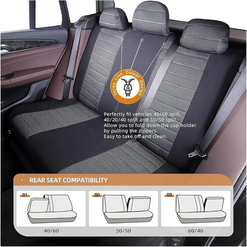 Car Mat Backrest Universal Car Cover Cover Cover Close Set Cloth Motor لمعظم سيارات السيدان سيارات الدفع الرباعي لوقاية مقعد السيارة في المقعد الأمامي والخلفي مريح (Y30082-GRAY-11 مساءً) in Kuwait