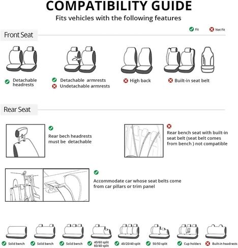 Car Mat Backrest Universal Car Cover Cover Cover Close Set Cloth Motor لمعظم سيارات السيدان سيارات الدفع الرباعي لوقاية مقعد السيارة في المقعد الأمامي والخلفي مريح (Y30082-GRAY-11 مساءً) in Kuwait