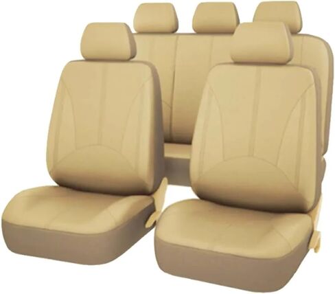 Car Mat Backrest PU Leather Auto Five Seats Covers Full Set Car Seat Cover Universal Fit Interior Car Accessories Seat Cushion Protector Comfortable(Black Gray Set x 1) in Kuwait