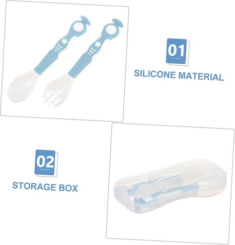 Toyandona 1set ملعقة ملائمة وأدوات تغذية مرنة الشوكة لأدوات المائدة المنزلية متينة سهلة التنظيف لتناول الطعام المستقل in Saudi Arabia