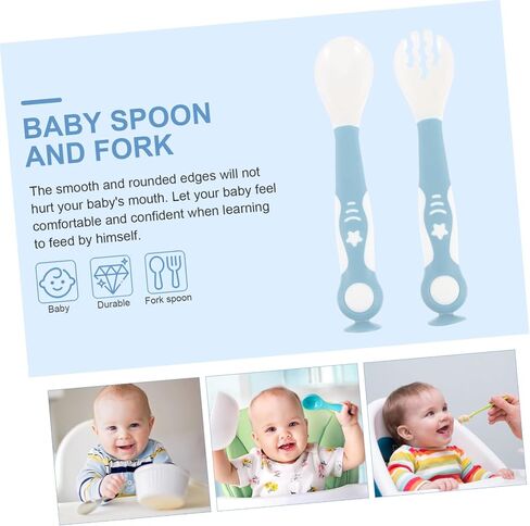 Toyandona 1set ملعقة ملائمة وأدوات تغذية مرنة الشوكة لأدوات المائدة المنزلية متينة سهلة التنظيف لتناول الطعام المستقل in Saudi Arabia