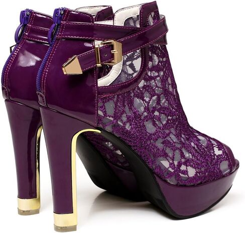 Women's Pretty Lace Flowers Open Toes High Heels Ankle Boots in Saudi Arabia