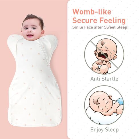 Organic Cotton Baby Sleep Sacks Swaddles for Newborn 0-3 Months Girls, Arms Up Swaddle Blanket 2 Packs Hands Up 3-Way Transitions to Arms-Free Wearable Sleeping Sack Bag Snug Fit Calms Startle Reflex in Saudi Arabia