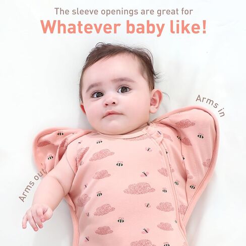 Organic Cotton Baby Sleep Sacks Swaddles for Newborn 0-3 Months Girls, Arms Up Swaddle Blanket 2 Packs Hands Up 3-Way Transitions to Arms-Free Wearable Sleeping Sack Bag Snug Fit Calms Startle Reflex in Saudi Arabia