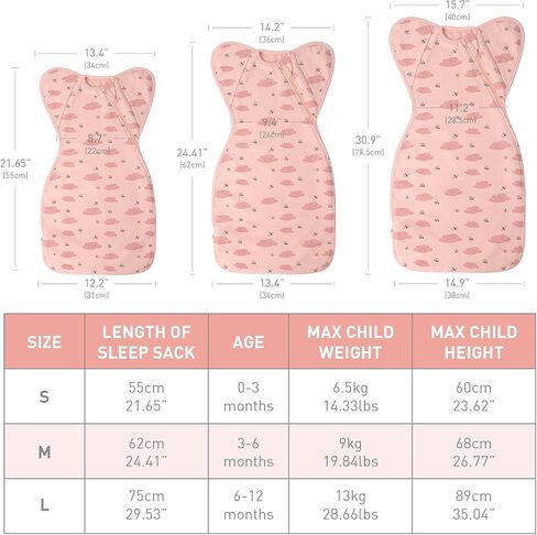 Organic Cotton Baby Sleep Sacks Swaddles for Newborn 0-3 Months Girls, Arms Up Swaddle Blanket 2 Packs Hands Up 3-Way Transitions to Arms-Free Wearable Sleeping Sack Bag Snug Fit Calms Startle Reflex in Saudi Arabia