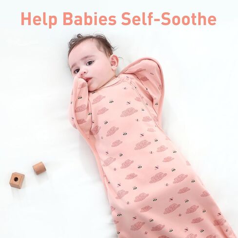 Organic Cotton Baby Sleep Sacks Swaddles for Newborn 0-3 Months Girls, Arms Up Swaddle Blanket 2 Packs Hands Up 3-Way Transitions to Arms-Free Wearable Sleeping Sack Bag Snug Fit Calms Startle Reflex in Saudi Arabia