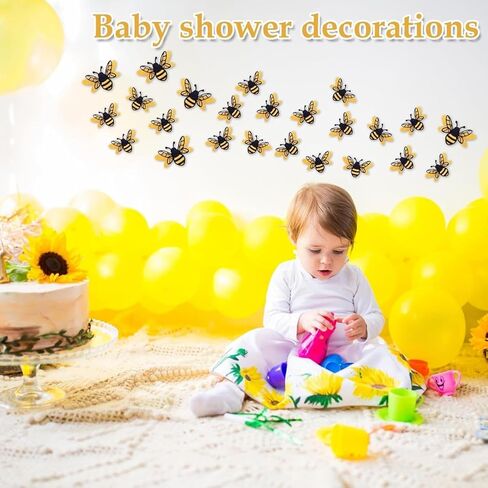 24 Pcs 3D Bee Stickers 2 Sizes Honey Bee Party Wall Decor Glitter Double-Layer Bumble Bees Stickers Yellow Honey Bees Spring Summer Window Cling Decor for Crafts Home Windows Parties Decorations in Saudi Arabia