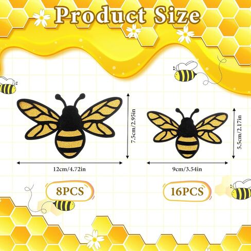 24pcs 3D Bee Stickers for Wall - Cute Bee Wall Decals Decor for Crafts Windows Decoration, Yellow and Black Honey Bees Themed Ornaments for Party in Saudi Arabia