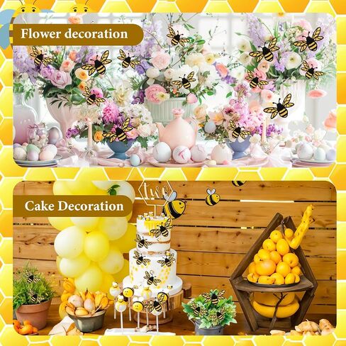 24pcs 3D Bee Stickers for Wall - Cute Bee Wall Decals Decor for Crafts Windows Decoration, Yellow and Black Honey Bees Themed Ornaments for Party in Saudi Arabia