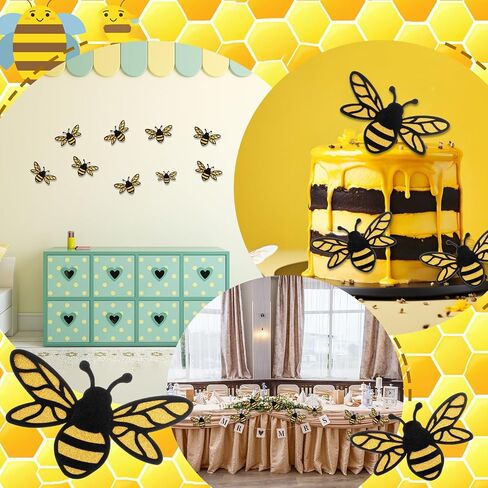 24pcs 3D Bee Stickers for Wall - Cute Bee Wall Decals Decor for Crafts Windows Decoration, Yellow and Black Honey Bees Themed Ornaments for Party in Saudi Arabia