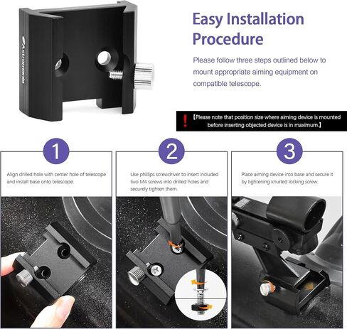 Astromania Tri -Finder Finderscope Mount - حزمة مع - قاعدة تثبيت مع فتحتين لمسامير M4 in Saudi Arabia