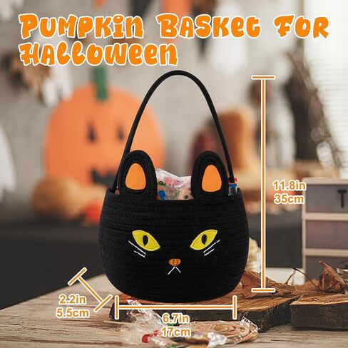 2PCS Halloween Basket for Kids, Pumpkin Basket with Handle, Trick or Treat Bucket, Small Orange Halloween Decorations, Pumpkin Candy Bucket Halloween Party Favors in Kuwait