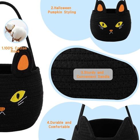 2PCS Halloween Basket for Kids, Pumpkin Basket with Handle, Trick or Treat Bucket, Small Orange Halloween Decorations, Pumpkin Candy Bucket Halloween Party Favors in Kuwait