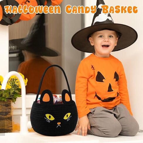 2PCS Halloween Basket for Kids, Pumpkin Basket with Handle, Trick or Treat Bucket, Small Orange Halloween Decorations, Pumpkin Candy Bucket Halloween Party Favors in Kuwait
