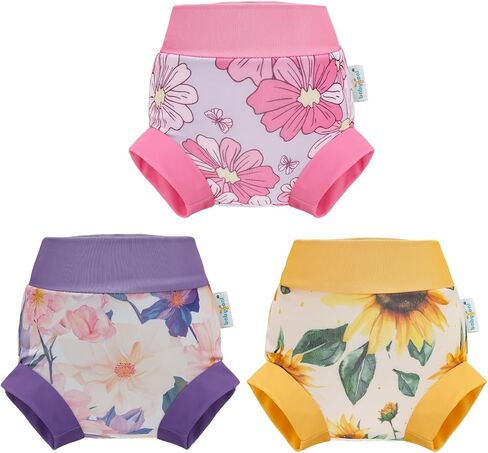 Babygoal Baby Toddler Reusable Swim Diapers 3 Pack, Adjustable, Washable, Waterproof Swimming Diapers for Newborn to 3T Boys & Girls,3YKS02-2-3T-B in Kuwait