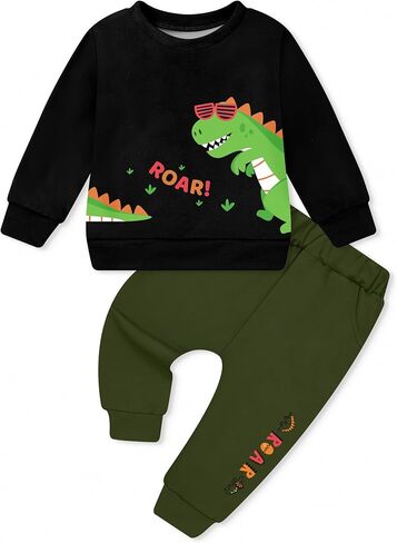 Toddler Baby Boy Clothes Fall Winter Outfit 2Pcs Sweatsuit 1-5T | Toddler Outfits for Boys Long Sleeve Sweatshirt Pullover Tops + Sweatpants Sweatsuit, Fall Winter Clothes for Toddler Boys in Kuwait