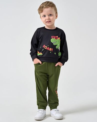 Toddler Baby Boy Clothes Fall Winter Outfit 2Pcs Sweatsuit 1-5T | Toddler Outfits for Boys Long Sleeve Sweatshirt Pullover Tops + Sweatpants Sweatsuit, Fall Winter Clothes for Toddler Boys in Kuwait