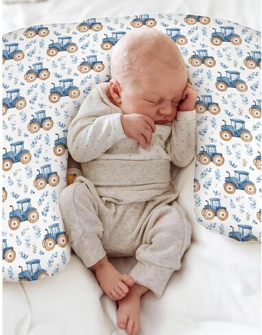 Watercolor Green Tractors Baby Nursing Pillow Covers for Boy Girl Farm Tractors Boho Leaves Nursery Feeding Pillowcase for Breastfeeding Pillows Farm Life Soft Stretchy Slipcovers for Newborn Infant in Saudi Arabia