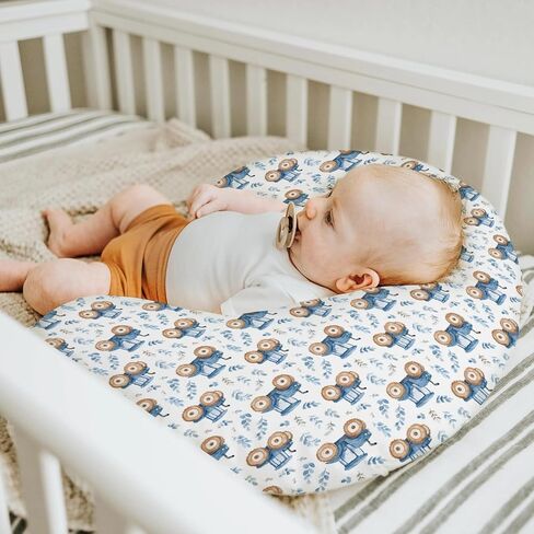 Watercolor Green Tractors Baby Nursing Pillow Covers for Boy Girl Farm Tractors Boho Leaves Nursery Feeding Pillowcase for Breastfeeding Pillows Farm Life Soft Stretchy Slipcovers for Newborn Infant in Saudi Arabia