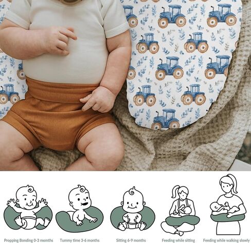 Watercolor Green Tractors Baby Nursing Pillow Covers for Boy Girl Farm Tractors Boho Leaves Nursery Feeding Pillowcase for Breastfeeding Pillows Farm Life Soft Stretchy Slipcovers for Newborn Infant in Saudi Arabia