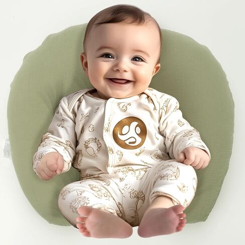Funupup 2 Pack Muslin Pillow Cover Cover متوافقة مع وسادة التمريض Boppy ، أغطية تمريض الأطفال الناعمة لوسائد الرضاعة الطبيعية للفتيان ، الأخضر والبيج in Kuwait