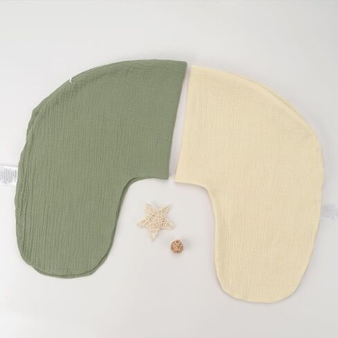 Funupup 2 Pack Muslin Pillow Cover Cover متوافقة مع وسادة التمريض Boppy ، أغطية تمريض الأطفال الناعمة لوسائد الرضاعة الطبيعية للفتيان ، الأخضر والبيج in Kuwait