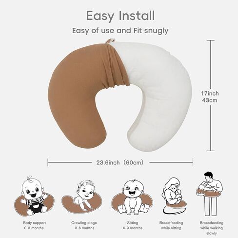 FUNUPUP Muslin Nursing Pillow Cover Replacement, Blueberries&Blue | Slipcover Fit for Standard Breastfeeding Pillow 27x19x6 Inches, Hidden Zipper, Soft Breathable, Machine Washable, Pre-Shrunk in Saudi Arabia