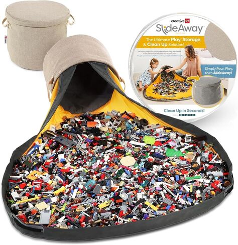 Creative QT Slideaway Toy Storage Organizer & Play Mat for Kids - Bin Storage Bin - أطفال أطفال للأولاد والبنات - حاملي غرفة اللعب - حاملي غرف الأطفال ، والفصول الدراسية ، والمعلمين - الأزرق البحري in Kuwait