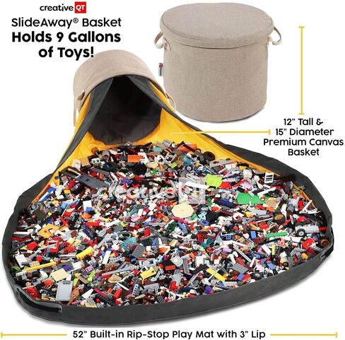 Creative QT Slideaway Toy Storage Organizer & Play Mat for Kids - Bin Storage Bin - أطفال أطفال للأولاد والبنات - حاملي غرفة اللعب - حاملي غرف الأطفال ، والفصول الدراسية ، والمعلمين - الأزرق البحري in Kuwait