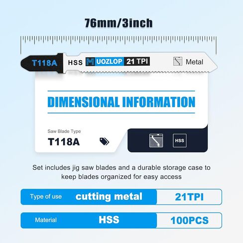 20pcs 21TPI T118A Jigsaw Blades | Jig Saw Blades with Storage Case,T-Shank jig Saw Blades for Metal Cutting in Saudi Arabia