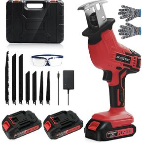 Cordless Reciprocating Saw, 2.0Ah Battery x2, Cordless Variable Speed, Blades Kit for Wood/Metal/PVC Cutting RED4 in Kuwait