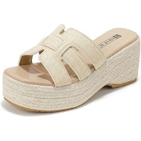 Idifu in3 منصة Espadrille Wedge Sandals للنساء شرائح شريحة Sandal Summer Beach مريحة لطيفة in Kuwait