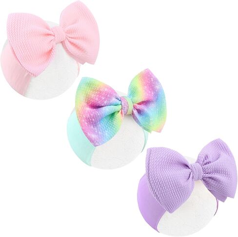 3 Pcs Baby Girl Headbands 6’’ Pink Bows Strawberry Hair Accessories Summer Outfits for Newborn Infant Toddler Girls Clothes in Saudi Arabia