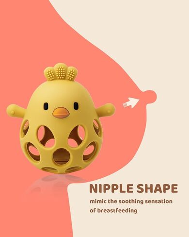 2-in-1 Baby Teething Rattle Toy, Sensory Grasping Teether for Infants 3-12 Months, 100% Food-Grade Silicone, Easy to Hold, Soothing & Developmental, BPA Free in Kuwait