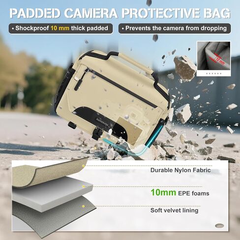 حقيبة كاميرا Rainsmore ، حقيبة كاميرا صغيرة DSLR/SLR/Mirrorless Camera Camer Camera Case مع حامل ترايبود وغطاء أمطار أكياس كاميرا مضغوطة للمصورين كل يوم أكياس الكتف والأسود in Kuwait
