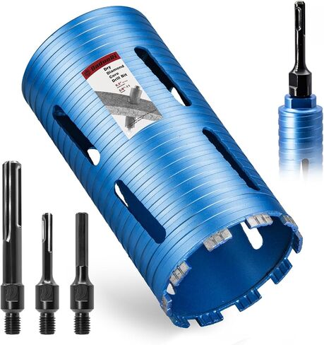 2 1/2" Dry Core Drill Bit, 5/8"-11 Thread, with 3 Adapters Included: SDS Plus, SDS Max and 1/2" Hex Shank; 9.5" Drill Depth, 2.5 inch Diamond Core Bits for Brick, Block and Masonry in Saudi Arabia