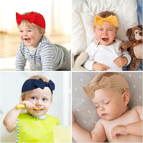 31Pcs Baby Bows Headbands Soft Nylon Baby Girl Bows Elastic Handmade Toddler Bows Headwrap Colorful Girls Hair Bows Girls Hair Accessories for Newborn Infant Toddler Kids in Kuwait