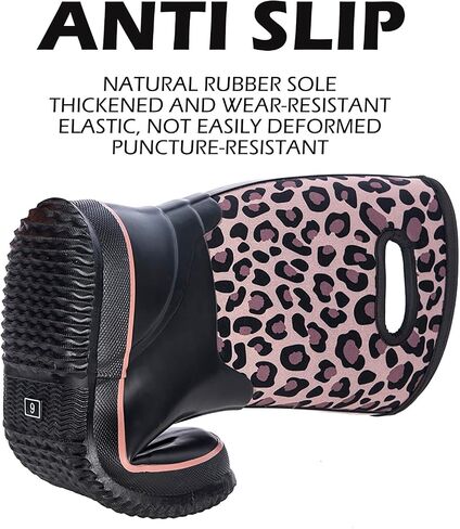 WTW Womens Mid Calf Rain Boots - مقاوم للماء Neoprene Rubber Boots Mud Outdoor Hunting Garden Boots in Kuwait