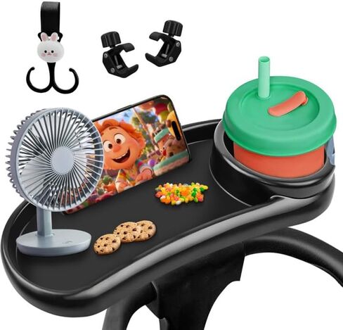 D-BABE Universal Snack Tray for Stroller: BPA-Free Baby Cup Holder Food Tray - Stays in Place Stroller Caddy Attachment for Kids Girls & Boys - Toddler Travel Accessories Snacking On The Go in Saudi Arabia