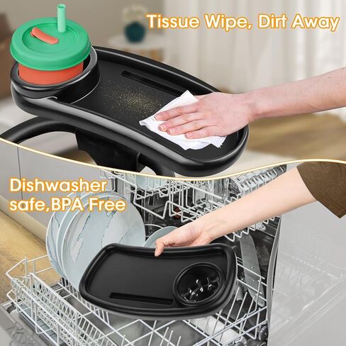 D-BABE Universal Snack Tray for Stroller: BPA-Free Baby Cup Holder Food Tray - Stays in Place Stroller Caddy Attachment for Kids Girls & Boys - Toddler Travel Accessories Snacking On The Go in Saudi Arabia