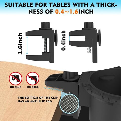 Desk Cup Holder, Anti-Spill Table Cup Holder for Water Bottles, Wheelchairs, Workstations, Gaming Desk Accessories. (Black, Large) in Kuwait