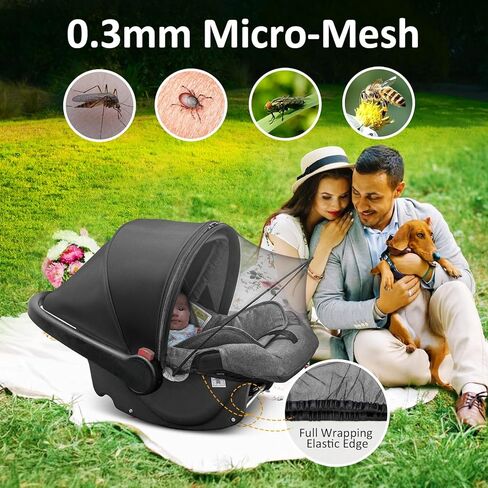 Universal Car Seat Canopy, Baby Car Seat Cover, Mosquito Net with Sunshade & Zipper - Breathable Mesh Infant Bug Net for Baby | Elastic Edge, Portable & Machine Washable in Kuwait