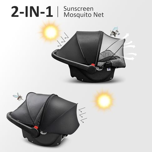 Universal Car Seat Canopy, Baby Car Seat Cover, Mosquito Net with Sunshade & Zipper - Breathable Mesh Infant Bug Net for Baby | Elastic Edge, Portable & Machine Washable in Kuwait