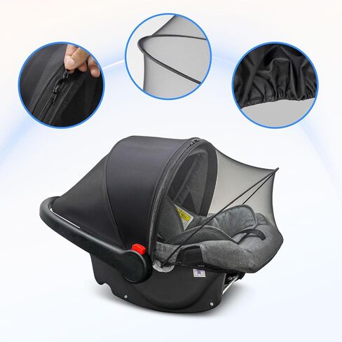 Universal Car Seat Canopy, Baby Car Seat Cover, Mosquito Net with Sunshade & Zipper - Breathable Mesh Infant Bug Net for Baby | Elastic Edge, Portable & Machine Washable in Kuwait
