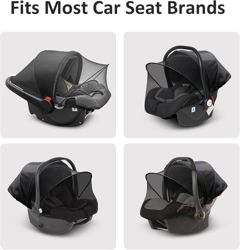 Universal Car Seat Canopy, Baby Car Seat Cover, Mosquito Net with Sunshade & Zipper - Breathable Mesh Infant Bug Net for Baby | Elastic Edge, Portable & Machine Washable in Kuwait