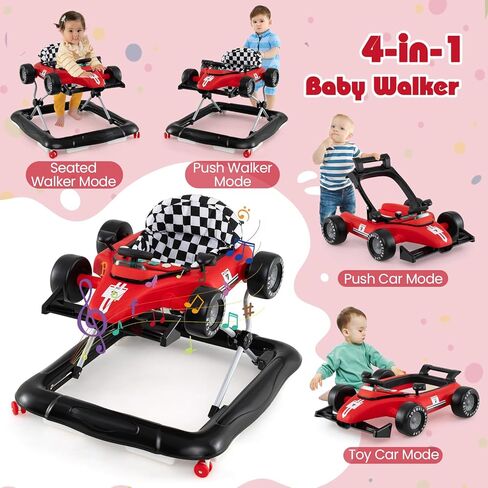 عسل جوي بيبي ووكر ، 4 في 1 في -1 ، دفع نشاط الرضع للرضيع ، ووكر ، والسيارات الصغار مع ارتفاعات قابلة للتعديل ، والموسيقى ، والأضواء ، ومقعد مبطن ، ومشي الطفل مع عجلات للفتيان الفتيات من 6 إلى 18 شهرًا (أحمر) in Kuwait
