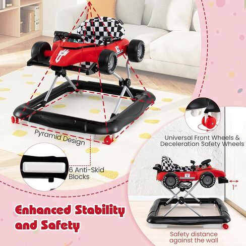 عسل جوي بيبي ووكر ، 4 في 1 في -1 ، دفع نشاط الرضع للرضيع ، ووكر ، والسيارات الصغار مع ارتفاعات قابلة للتعديل ، والموسيقى ، والأضواء ، ومقعد مبطن ، ومشي الطفل مع عجلات للفتيان الفتيات من 6 إلى 18 شهرًا (أحمر) in Kuwait