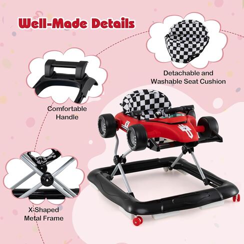 عسل جوي بيبي ووكر ، 4 في 1 في -1 ، دفع نشاط الرضع للرضيع ، ووكر ، والسيارات الصغار مع ارتفاعات قابلة للتعديل ، والموسيقى ، والأضواء ، ومقعد مبطن ، ومشي الطفل مع عجلات للفتيان الفتيات من 6 إلى 18 شهرًا (أحمر) in Kuwait