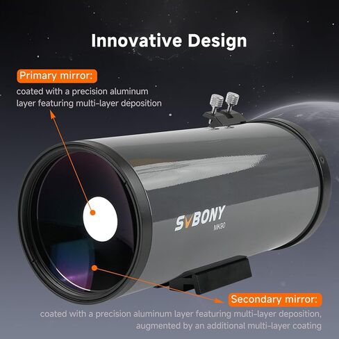 SVBONY MK90 Astronomy Visual Kit, Maksutov Cassegrain Telescope for Adults, Compact and Lightweight OTA with Finderscope, Diagonal Mirror and Zoom Eyepiece, for Planet Moon Visual, Daily Observation in Saudi Arabia